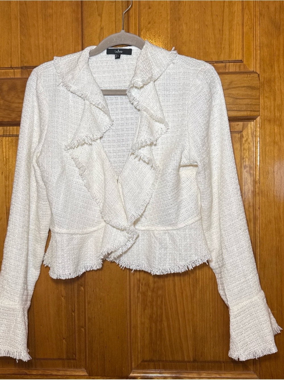 Ivory Ruffled Tweed Jacket